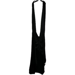 Maison Femalien Overall Dress Plunge V Neck Evening Chic Glam Black Small